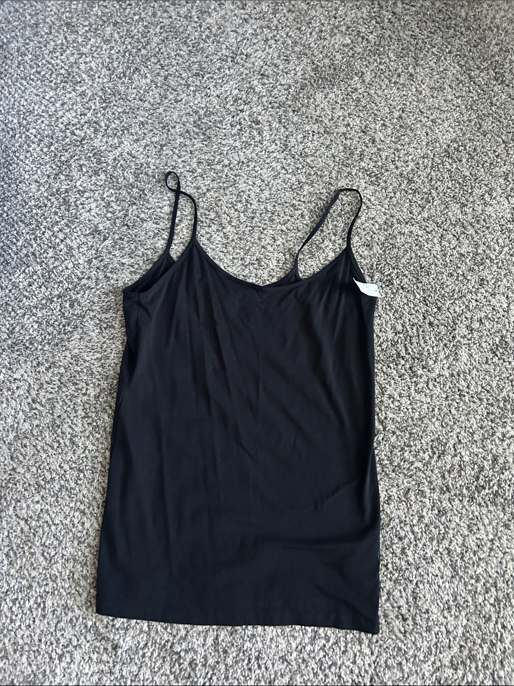 Black Women's Slim Slip Tank Top with Spaghetti Straps